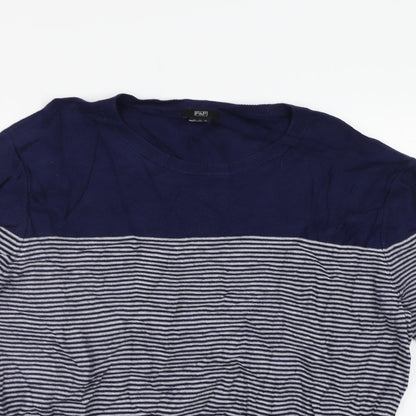 Preloved F&F Mens Blue Striped  Pullover Jumper Size XL - Detail