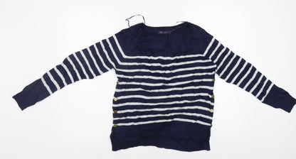 Marks & Spencer Womens Blue Striped  Pullover Jumper Size S