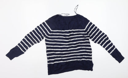 Marks & Spencer Womens Blue Striped  Pullover Jumper Size S