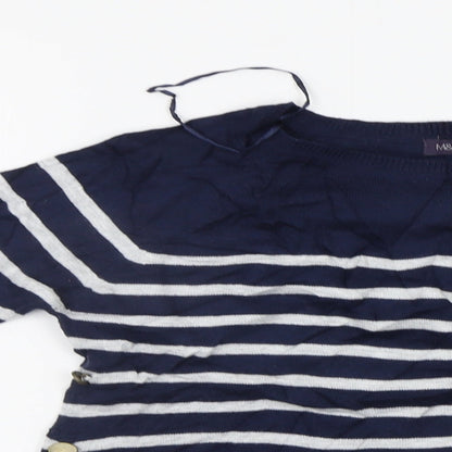 Marks & Spencer Womens Blue Striped  Pullover Jumper Size S