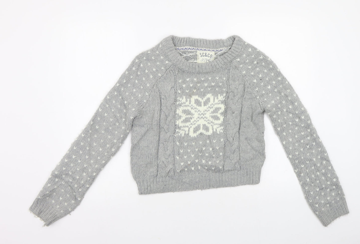 Soul Cal & Co Womens Grey Geometric  Pullover Jumper Size 10