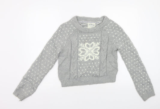 Soul Cal & Co Womens Grey Geometric  Pullover Jumper Size 10