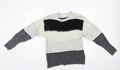 H&M Womens Grey Striped  Pullover Jumper Size S