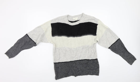 H&M Womens Grey Striped  Pullover Jumper Size S