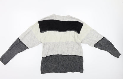 H&M Womens Grey Striped  Pullover Jumper Size S