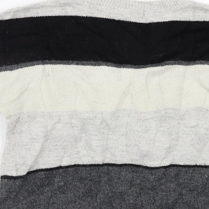 H&M Womens Grey Striped  Pullover Jumper Size S