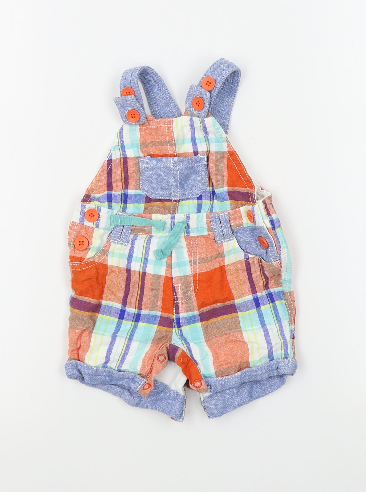 NEXT Baby Orange Plaid  Dungaree One-Piece Size 0-3 Months