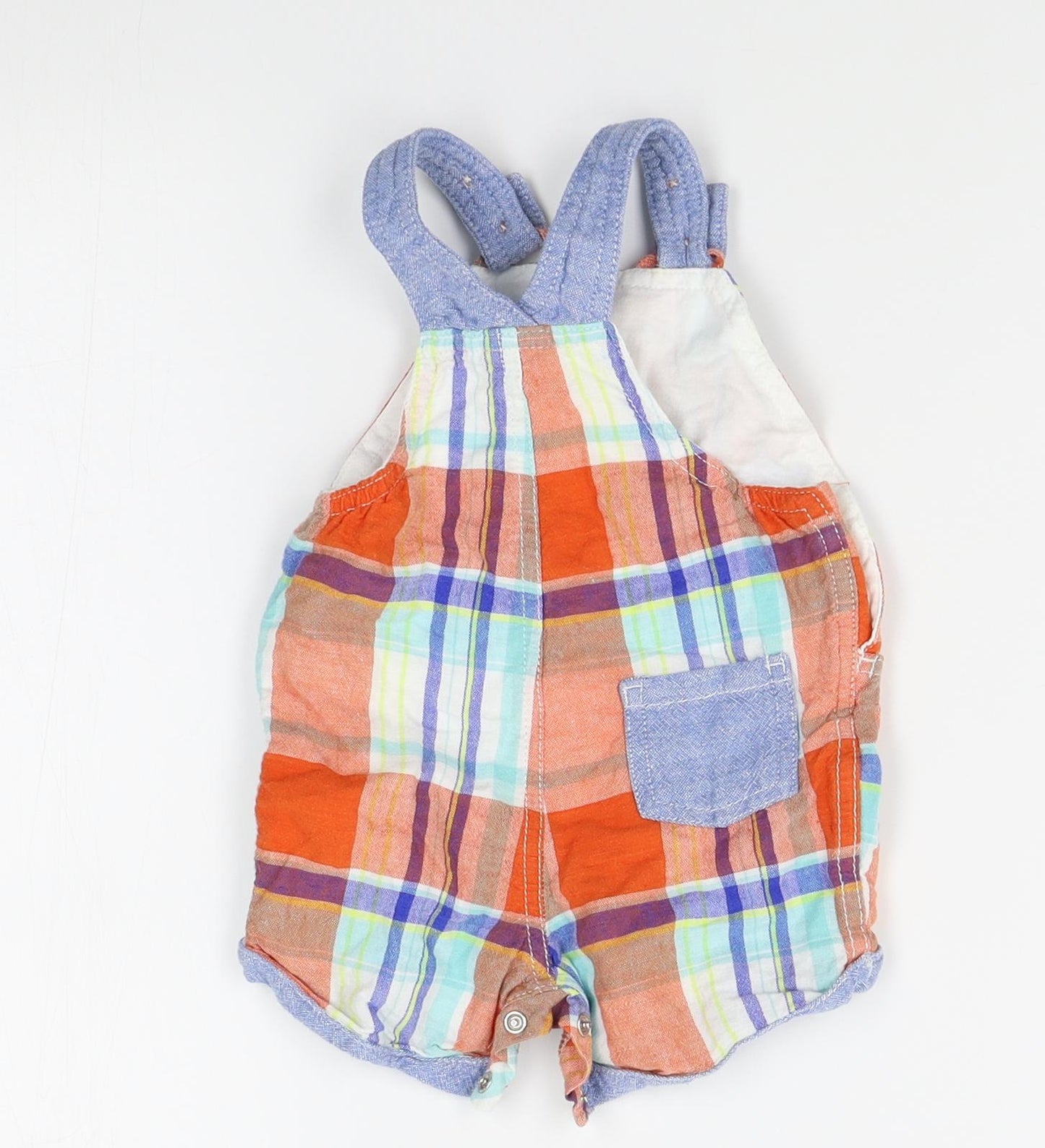NEXT Baby Orange Plaid  Dungaree One-Piece Size 0-3 Months