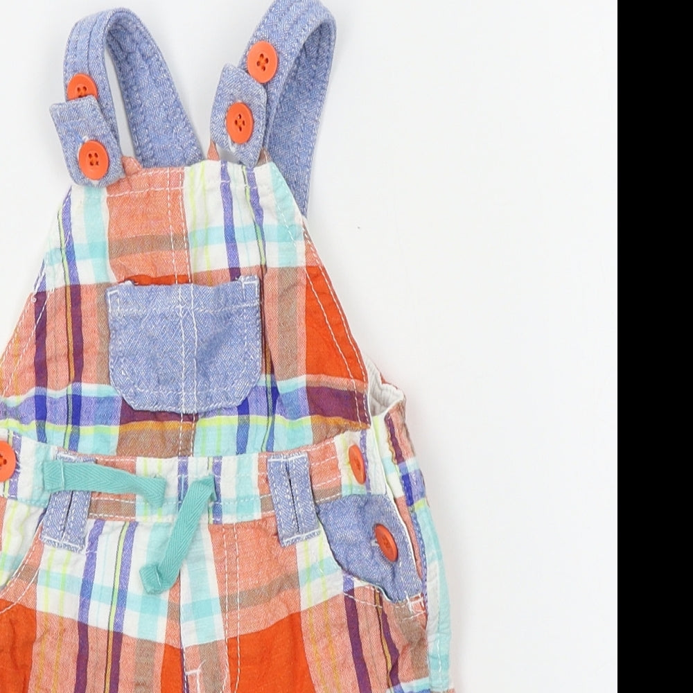 NEXT Baby Orange Plaid  Dungaree One-Piece Size 0-3 Months