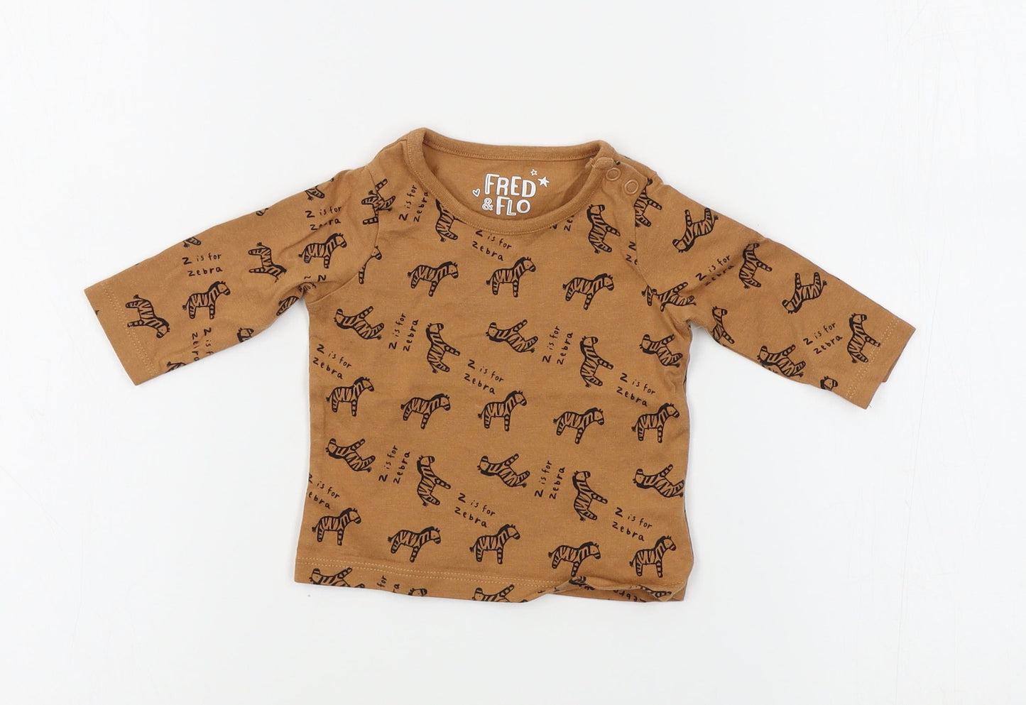 F&F Baby Brown Animal Print  Basic T-Shirt Size 0-3 Months