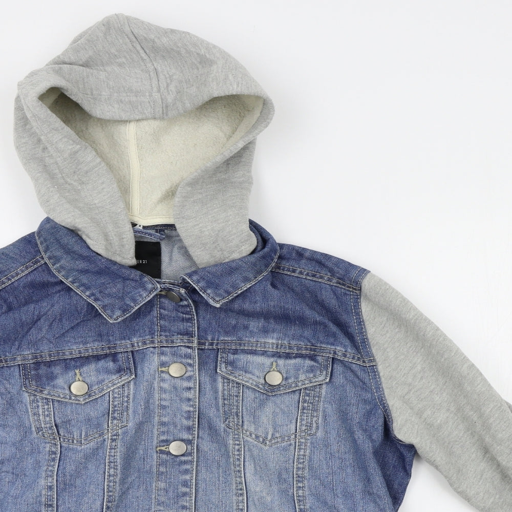 FOREVER 21 Womens Blue   Jacket  Size M  - removable hood