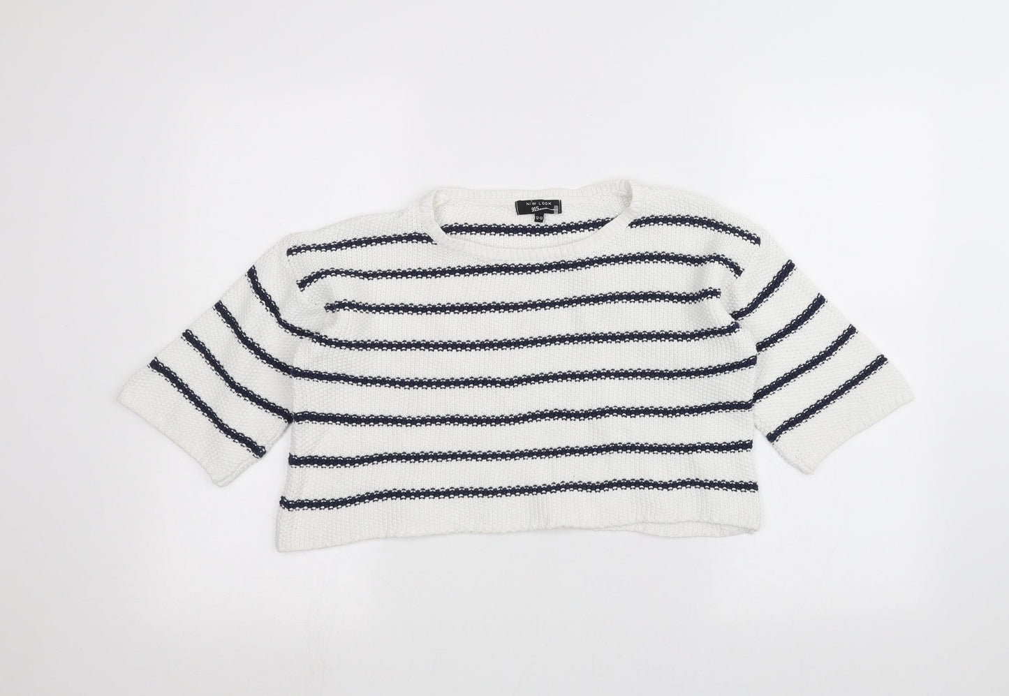 New Look Girls White Striped  Pullover Jumper Size 12-13 Years