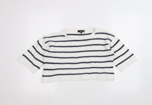 New Look Girls White Striped  Pullover Jumper Size 12-13 Years