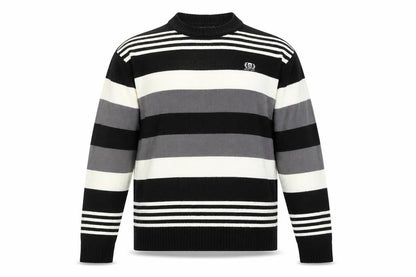 Ginaarti Mens Black Striped  Pullover Jumper Size L