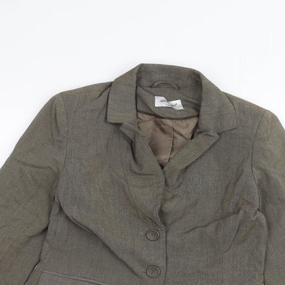 Close-up detail of Atmosphere women’s brown jacket, size UK 8