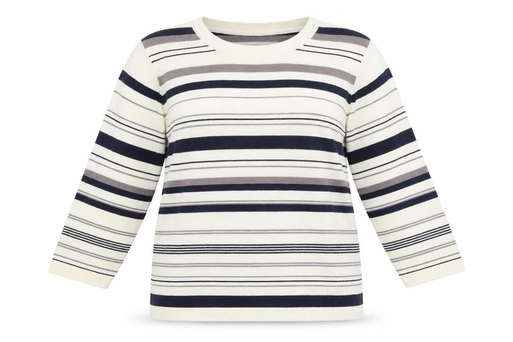 Cotswold Womens White Striped  Pullover Jumper Size 2XL