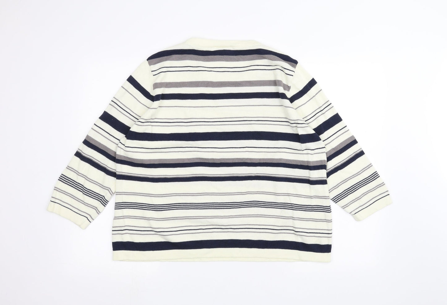 Cotswold Womens White Striped  Pullover Jumper Size 2XL