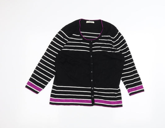 Precis Womens Black Striped  Cardigan Jumper Size M