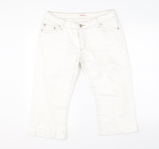 Miami Womens White  Denim Chino Shorts Size 32