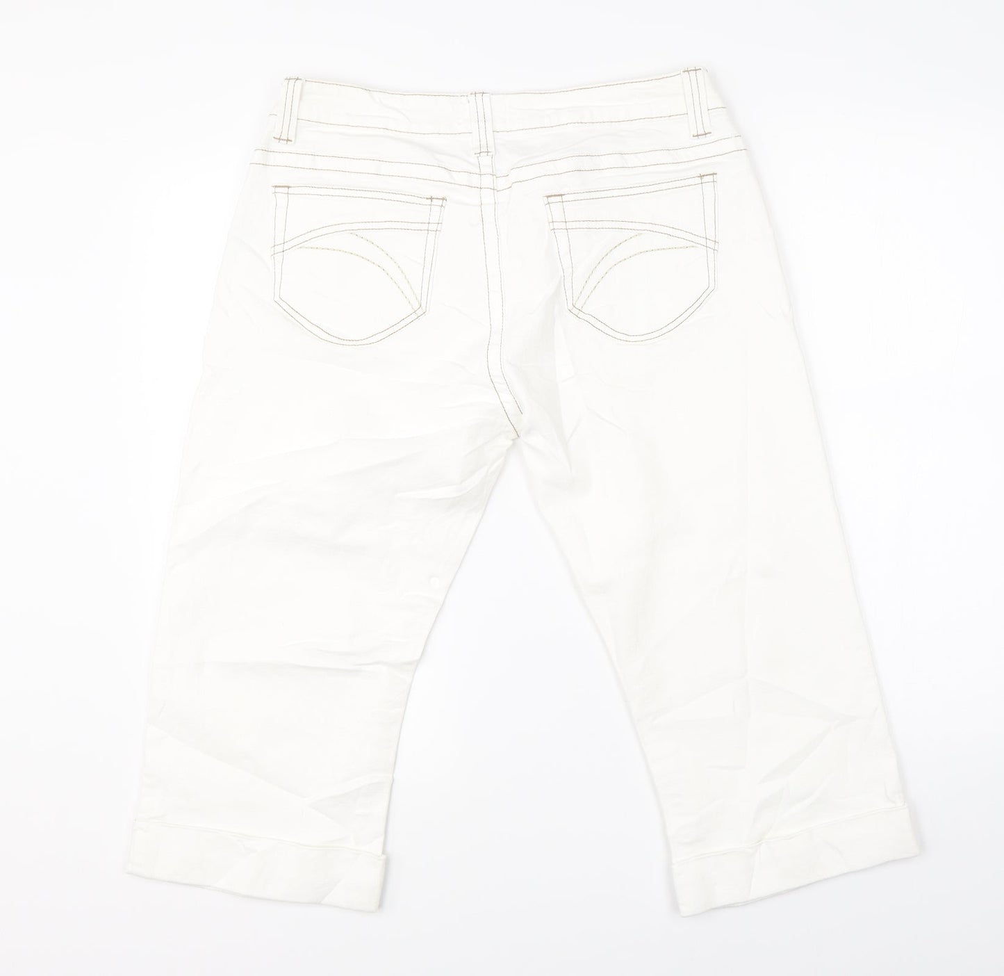 Miami Womens White  Denim Chino Shorts Size 32