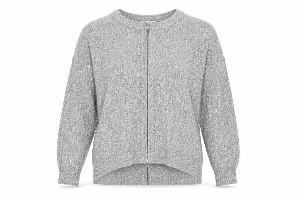 Papaya Womens Grey  Knit Full Zip Jumper Size M