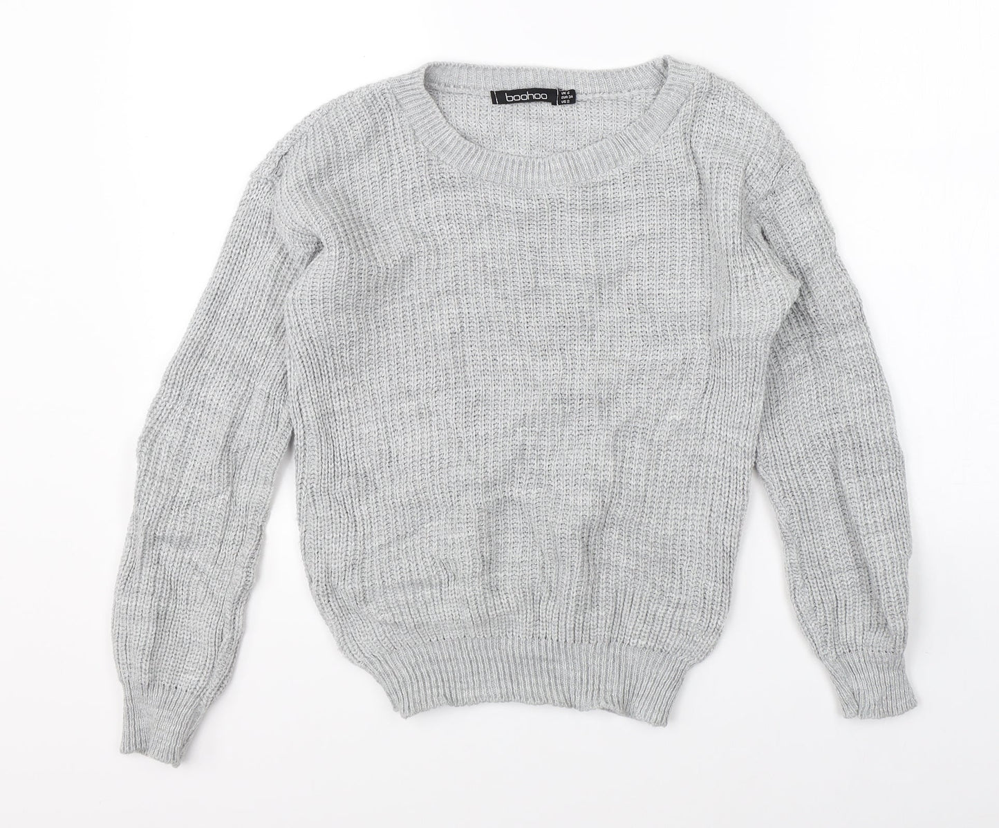 Boohoo Womens Grey  Knit Pullover Jumper Size 6