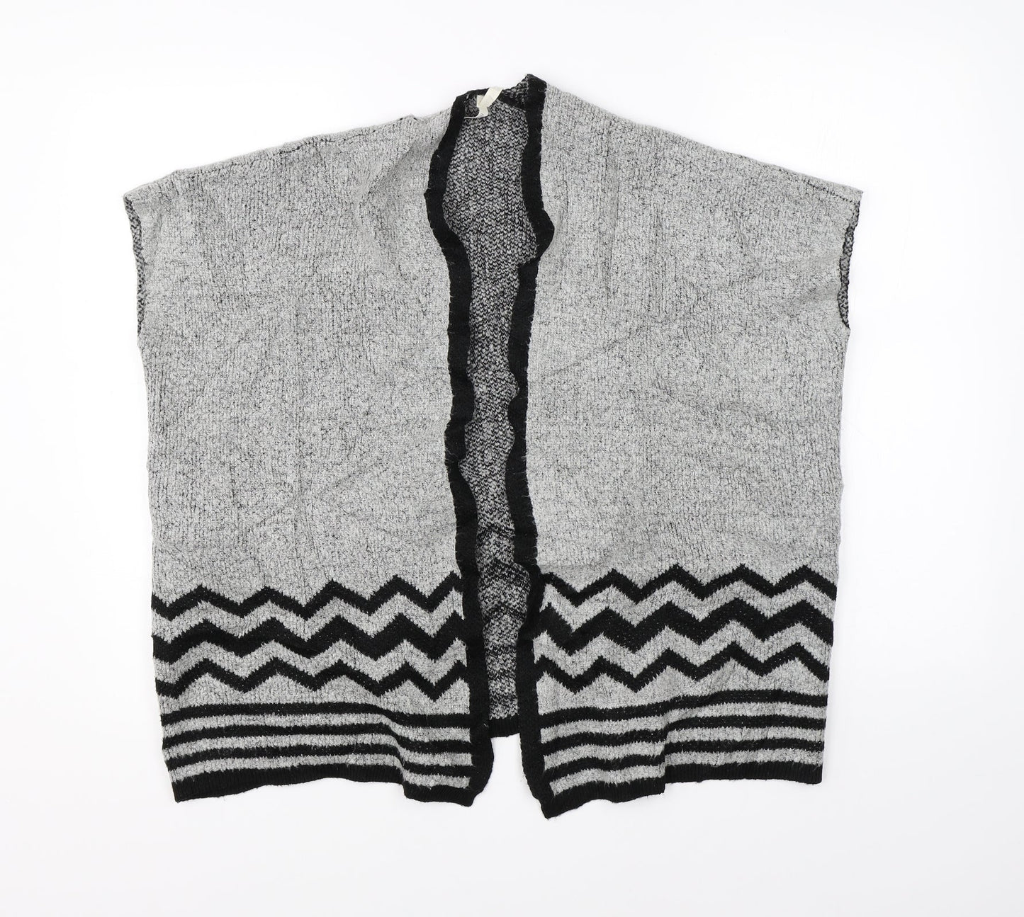 YD Girls Grey Striped Knit Cape Jumper Size 9-10 Years