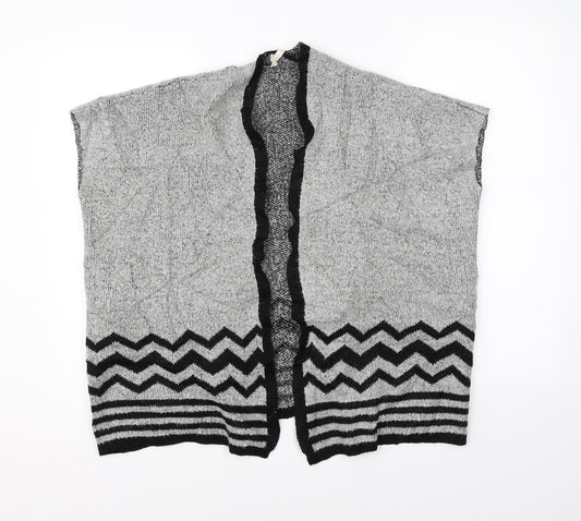YD Girls Grey Striped Knit Cape Jumper Size 9-10 Years