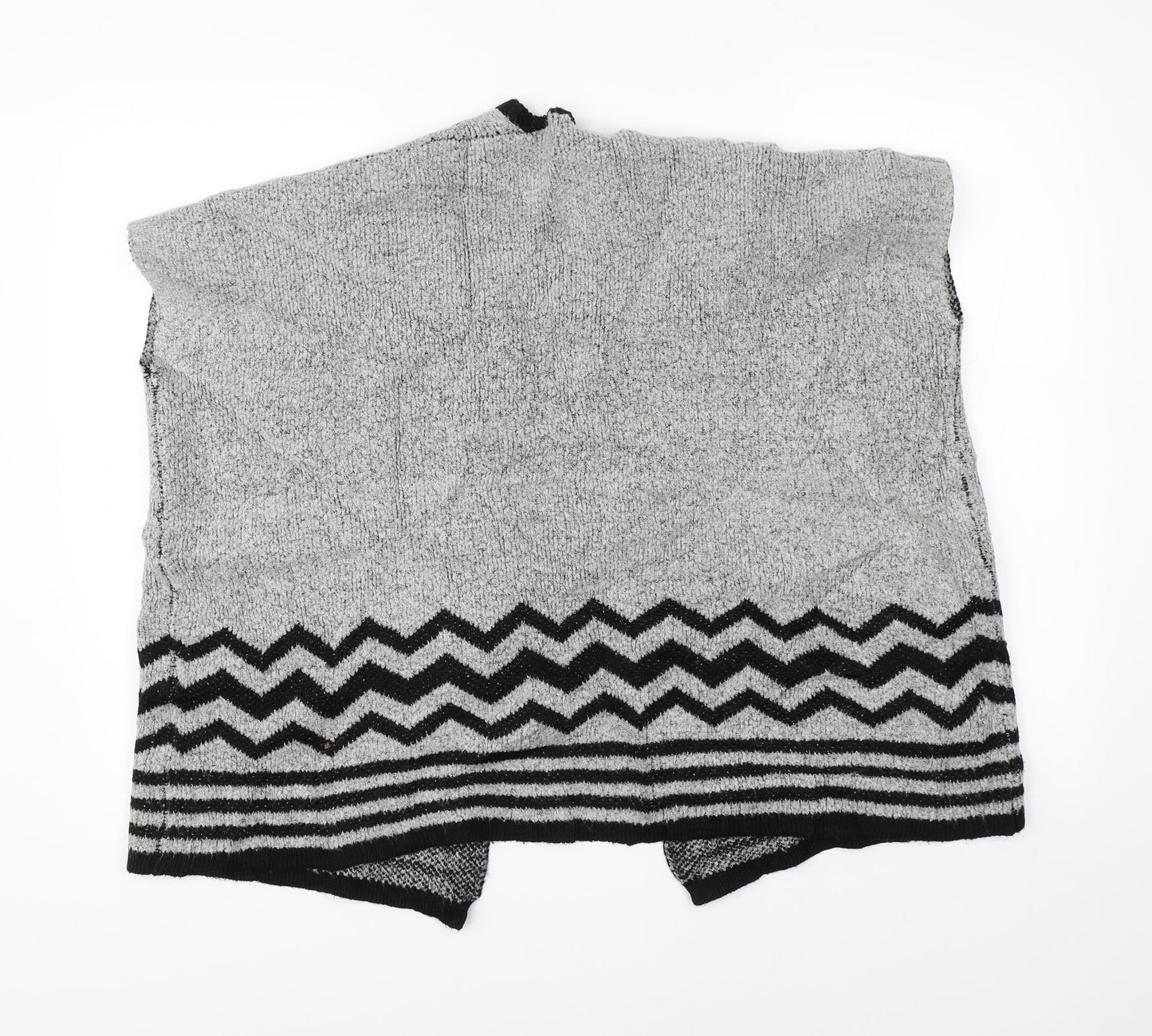 YD Girls Grey Striped Knit Cape Jumper Size 9-10 Years