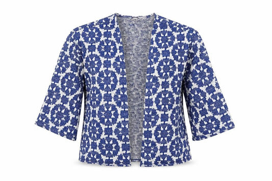 Divided Womens Blue Geometric Knit Cardigan Jumper Size M