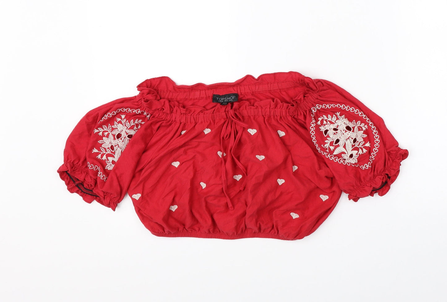 Topshop Womens Red   Basic Blouse Size 8  - cropped