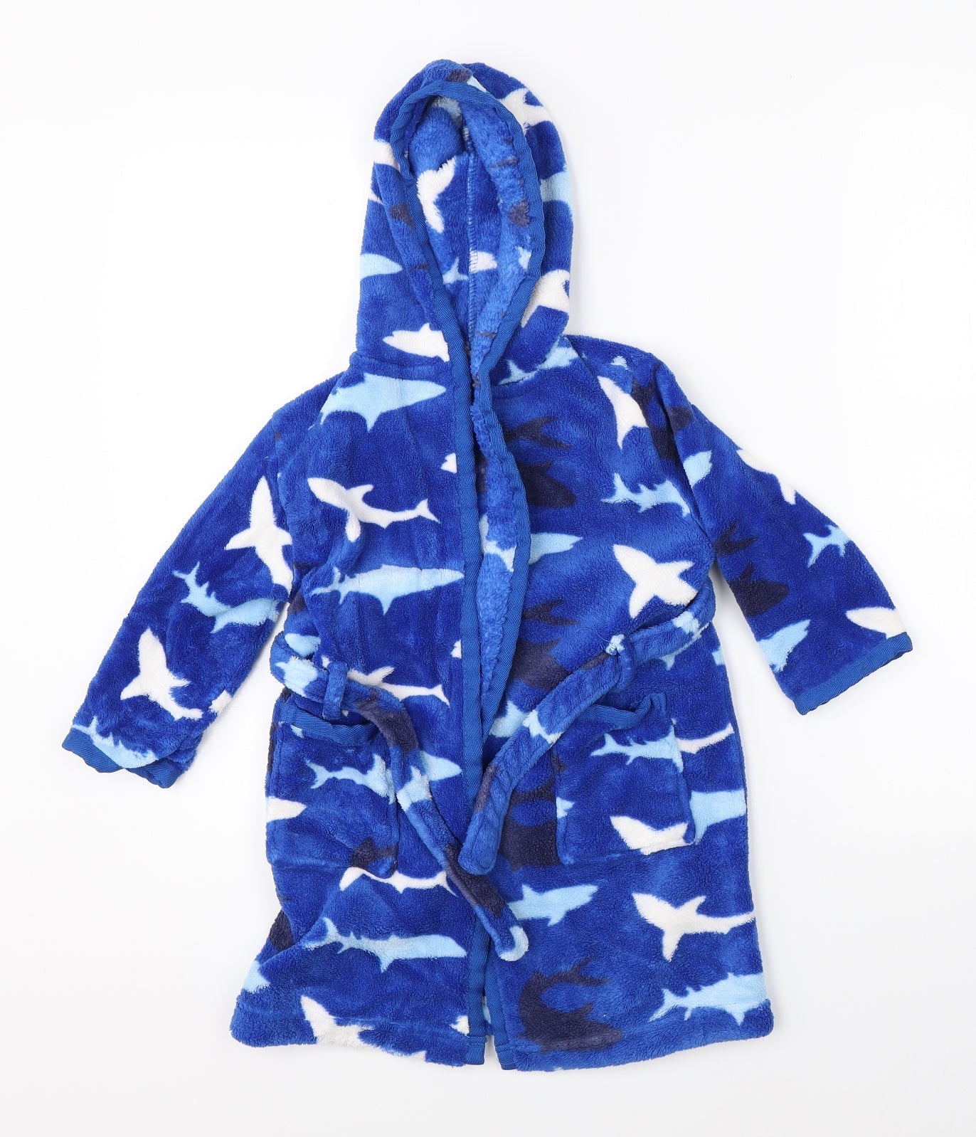 John Lewis Boys Blue    Robe Size 3 Years  - sharks