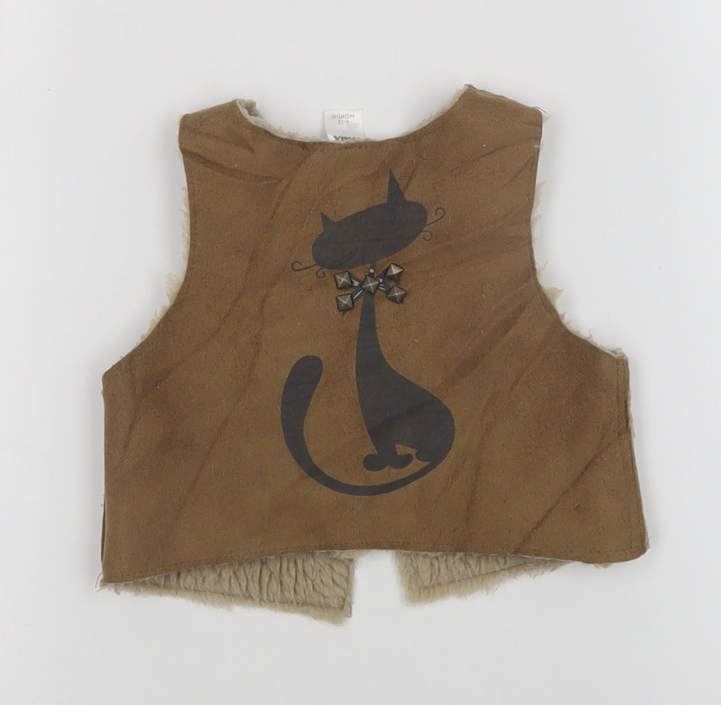 max Girls Brown   Vest Jumper Size 6-9 Months