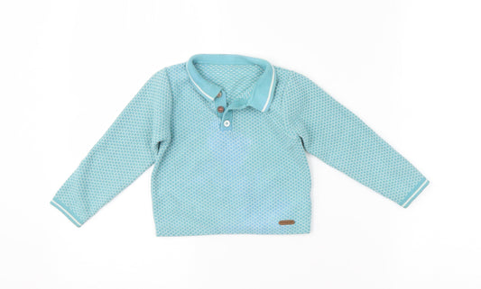 M&S Baby Blue Argyle/Diamond  Pullover Jumper Size 18-24 Months