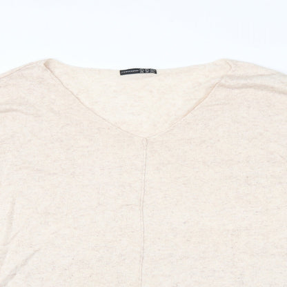 Close-up detail of Atmosphere women’s beige jumper, size L