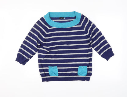 M&Co Womens Blue Striped  Pullover Jumper Size 18