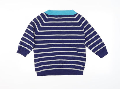 M&Co Womens Blue Striped  Pullover Jumper Size 18