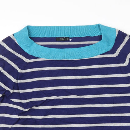 M&Co Womens Blue Striped  Pullover Jumper Size 18