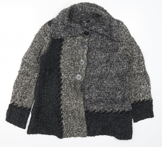 Marks and Spencer Womens Grey  Knit Cardigan Jumper Size 10  - Colourblock