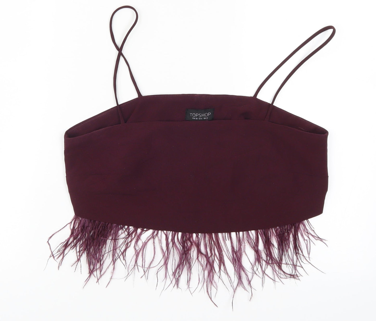 Topshop Womens Purple   Cropped Tank Size 10  - Feathers