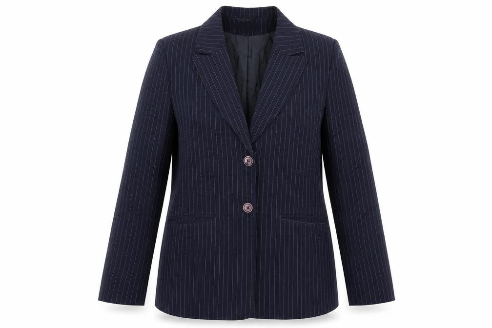 Equiation Womens Blue Striped  Jacket Suit Jacket Size 14