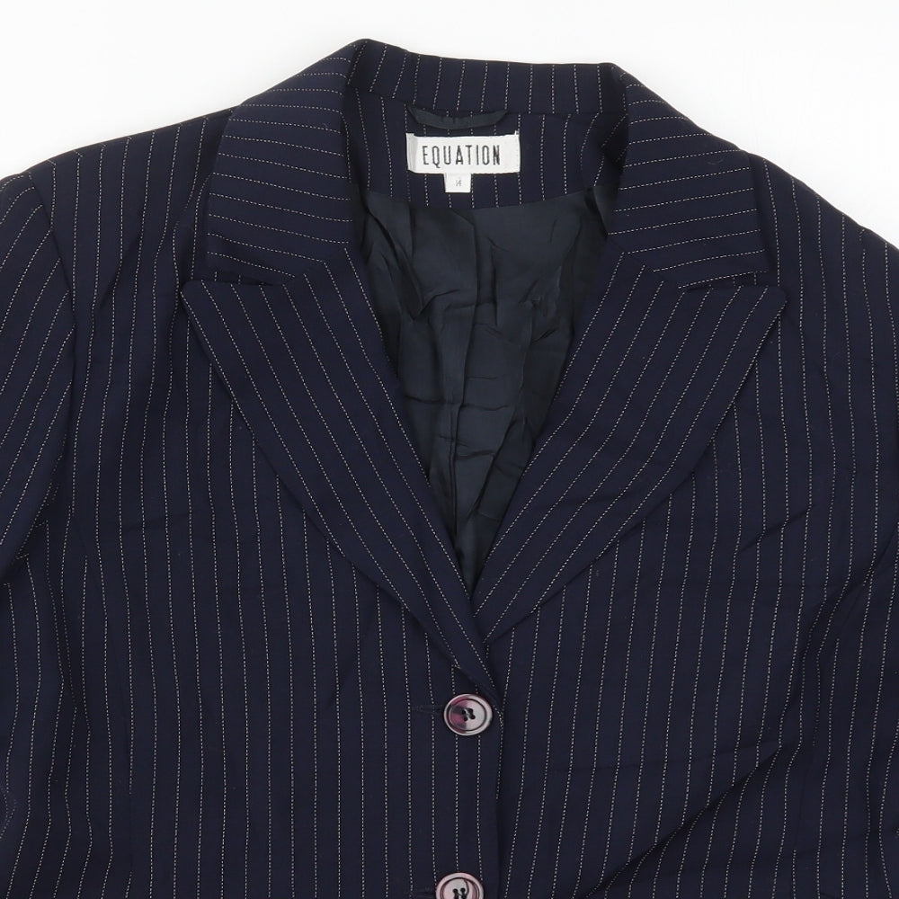 Equiation Womens Blue Striped  Jacket Suit Jacket Size 14