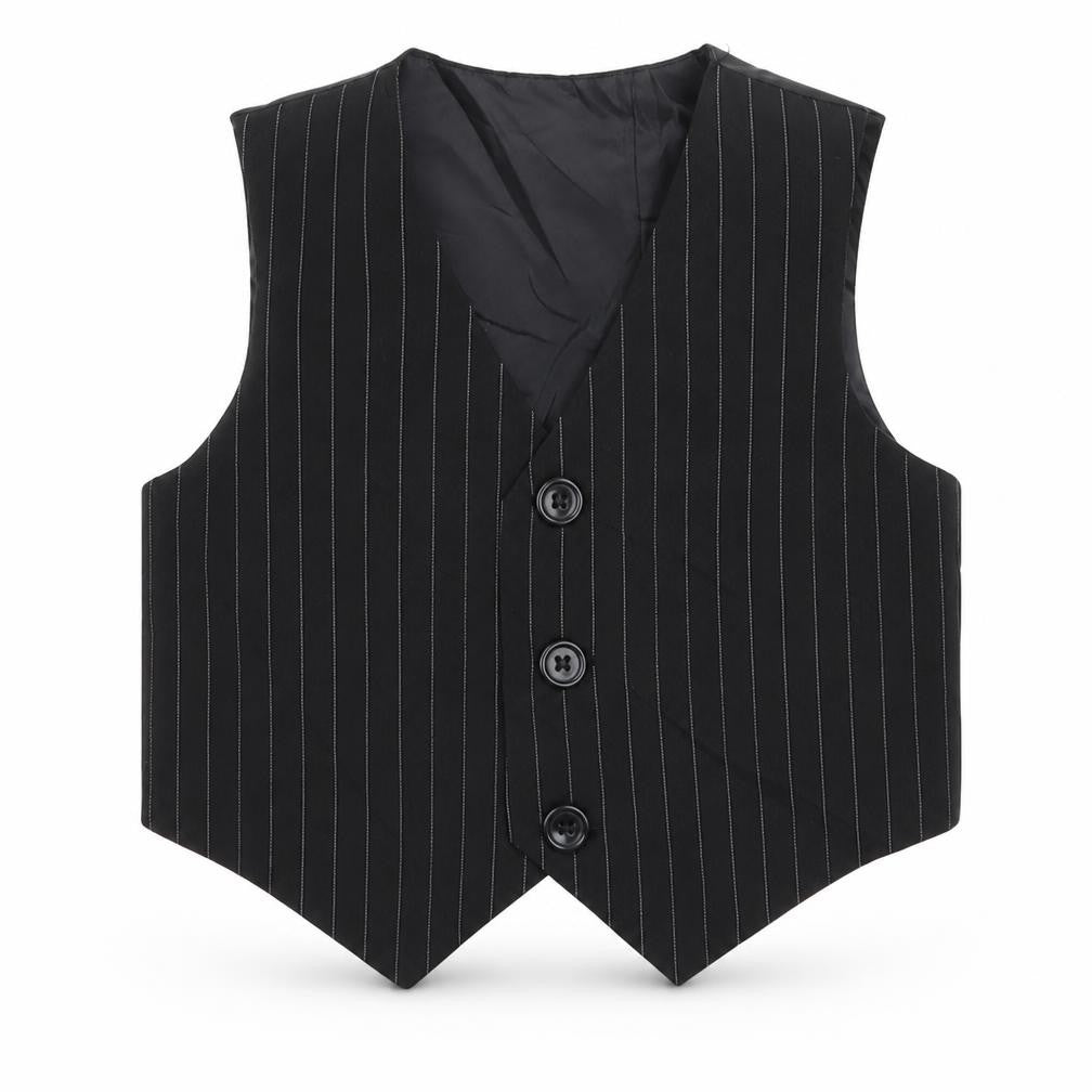 Preworn Boys Black Striped  Jacket Waistcoat Size 3-6 Months