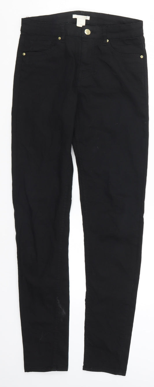 H&M Womens Black  Denim Skinny Jeans Size 8 L29 in