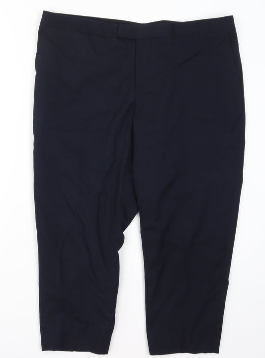 Bao Khanh Silk Womens Blue   Cropped Trousers Size 36 in L21.5 in