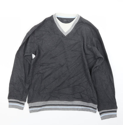 Additional front view of Easy men’s grey knit jumper, size S