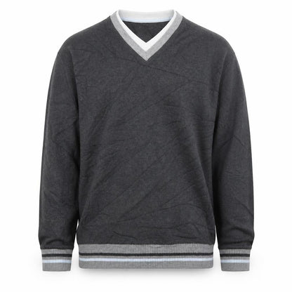 Front view of Easy men’s grey knit jumper, size S