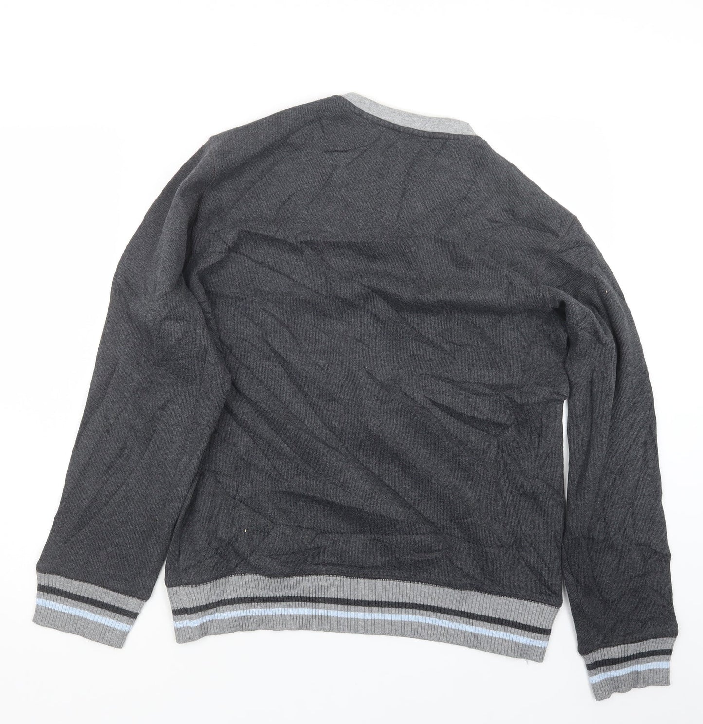 Easy Mens Grey  Knit Pullover Jumper Size S