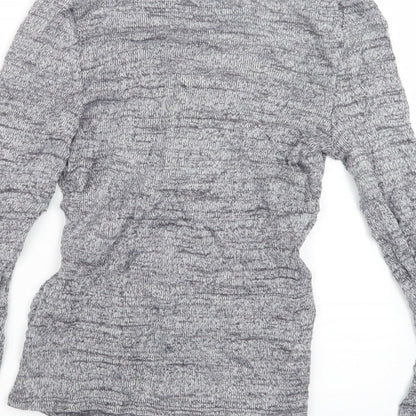 Brand and care label for Miss Selfridge women’s blue knit jumper, size UK 6
