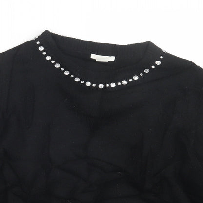 H&M Womens Black  Knit Pullover Jumper Size M